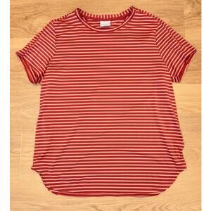 Columbia womens red striped activewear short sleeve shirt size XL